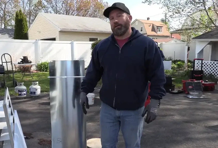 Jim presenting a new HVAC flue pipe component